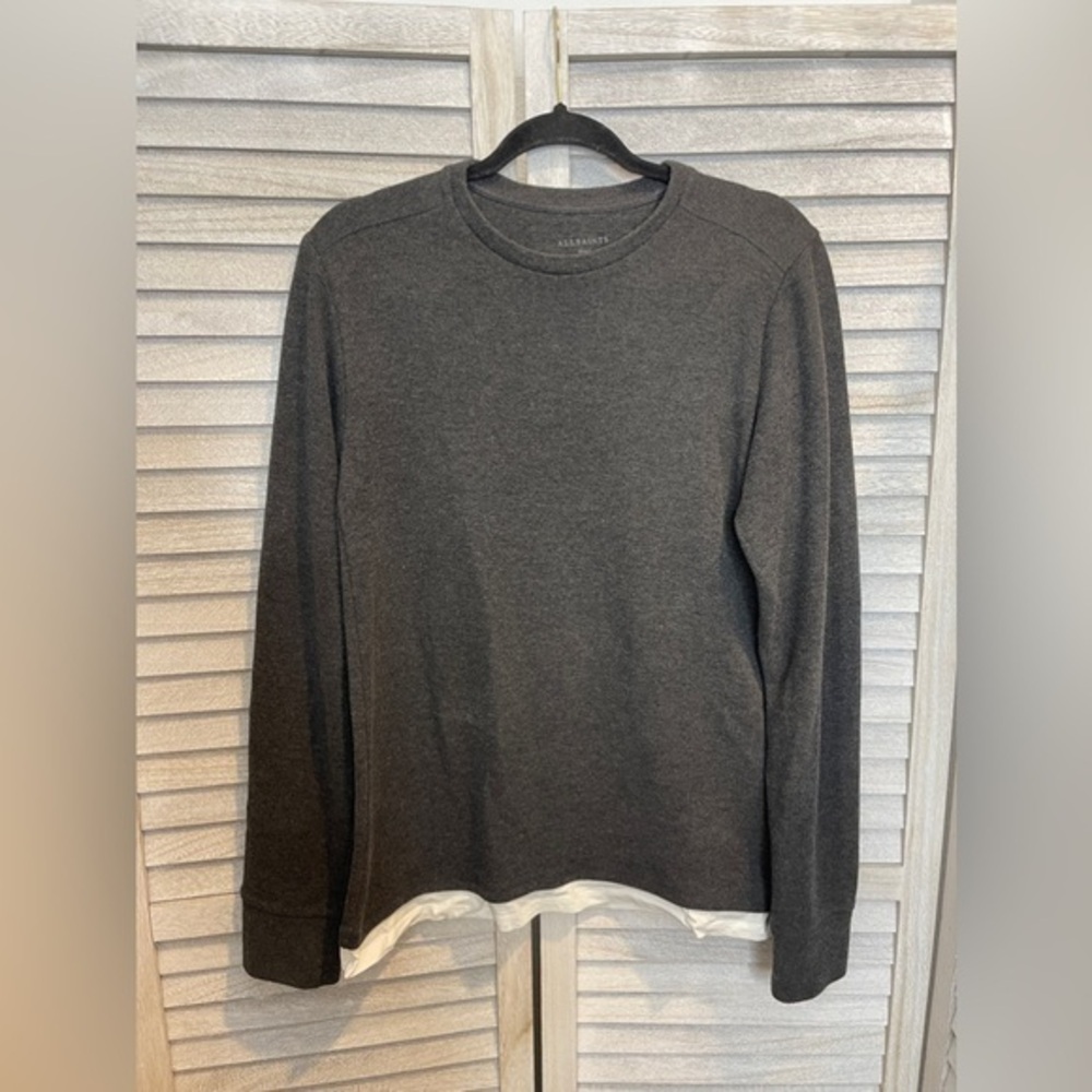All Saints Men’s Long Sleeve Longline Fit Shirt Size S
